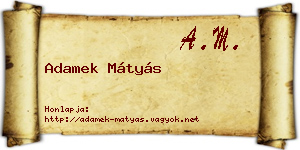 Adamek Mátyás névjegykártya