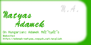 matyas adamek business card